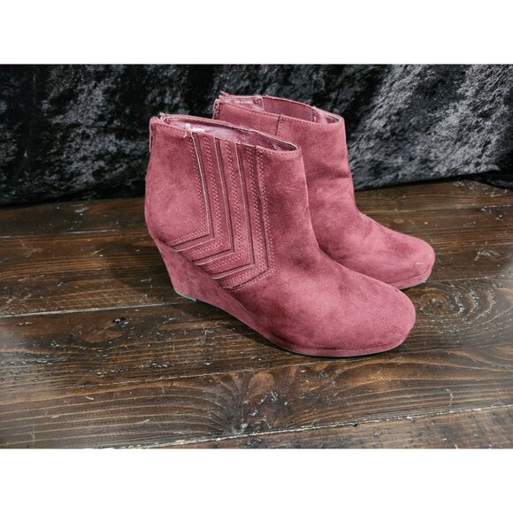 Sugar Juliette Maroon Wedge Ankle Boot Women/Sz. 8M EUC - Picture 3 of 9